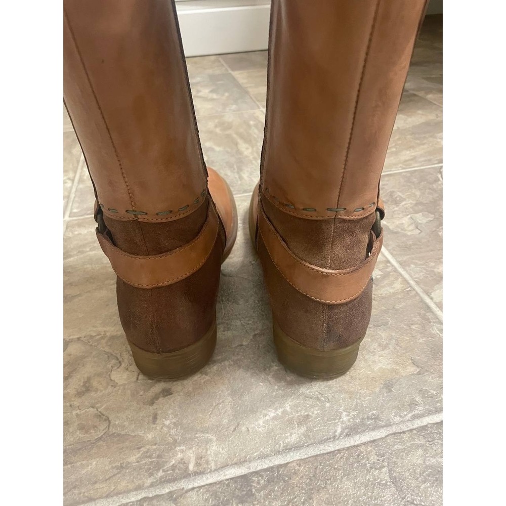 Roan Bed Stu Karolus Riding Boots Womens 6.5 Pecan Leather Harness Moto Side Zip - Picture 6 of 13